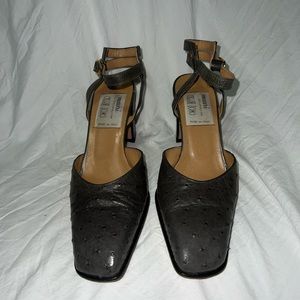Vintage Mauri Grey Ostrich Heels